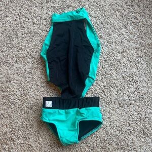 Vibrant Teal and Black Kids One Piece Kandi Kouture leotard